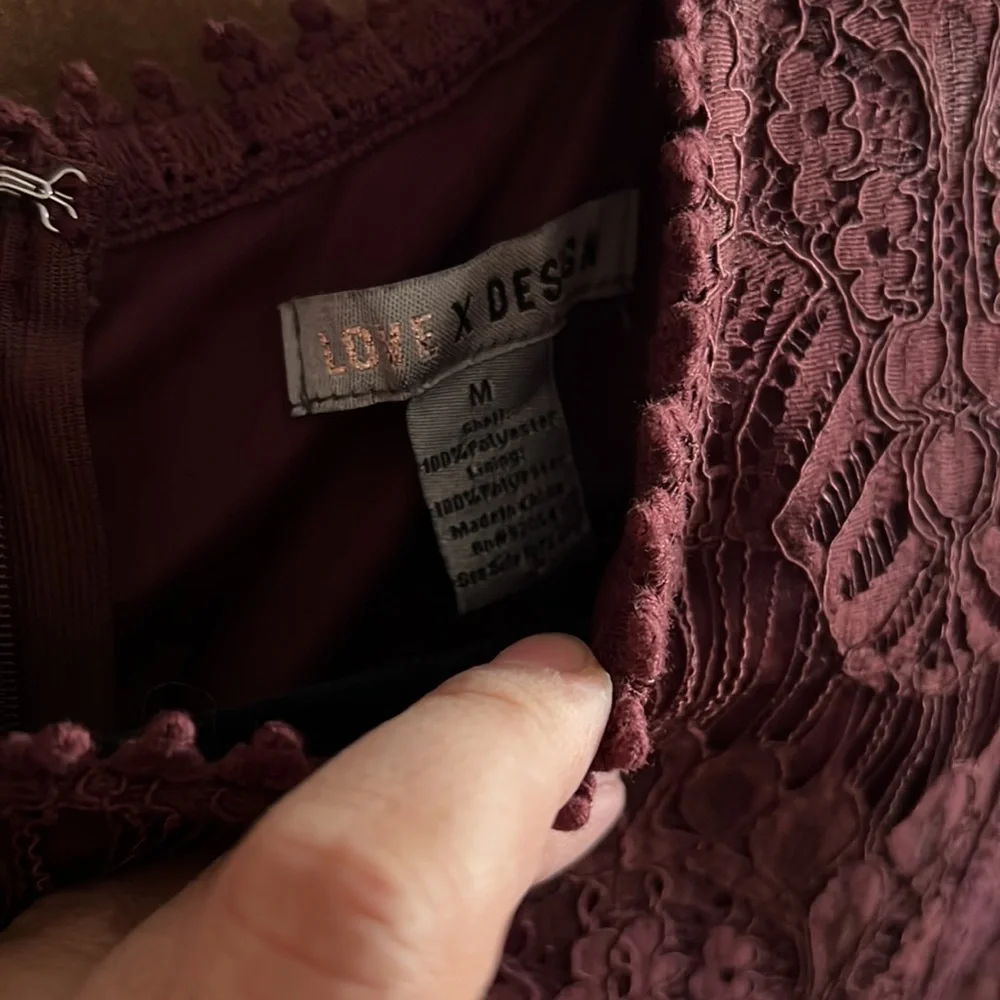 Love X Design Burgundy lace Sz M - Picture 3 of 6